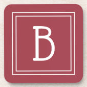 Modern Monogrammed Crimson Red & White Initiaal Bier Onderzetter (Voorkant)