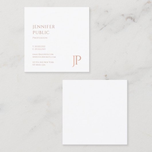 Modern Monogrammed Elegant Sjabloon Trendy Vierkante Visitekaartje (Voorkant / Achterkant)
