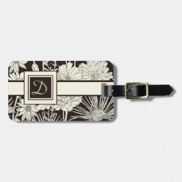 Modern Monogrammed Floral Bagagelabel Sjabloon