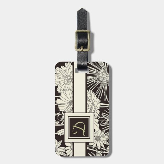 Modern Monogrammed Floral Bagagelabel Sjabloon (Voorkant verticaal)