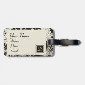 Modern Monogrammed Floral Bagagelabel Sjabloon (Achterkant horizontaal)