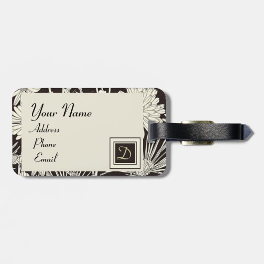 Modern Monogrammed Floral Bagagelabel Sjabloon (Achterkant horizontaal)