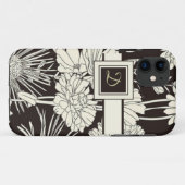 Modern Monogrammed Floral iPhone Case (Achterkant (horizontaal))
