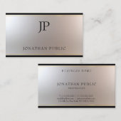 Modern Monogrammed Gold Silver Sjabloon Luxury Visitekaartje (Voorkant / Achterkant)