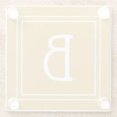 Modern Monogrammed Golden Yellow & White Initiaal Glazen Onderzetter (Achterkant)