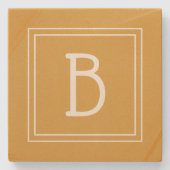 Modern Monogrammed Golden Yellow & White Initiaal Stenen Onderzetter (Voorkant)