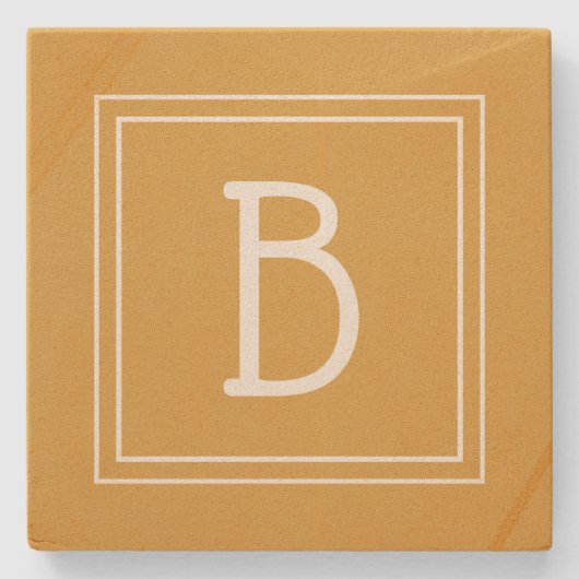 Modern Monogrammed Golden Yellow & White Initiaal Stenen Onderzetter (Voorkant)