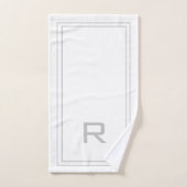 Modern Monogrammed Gray & White Stripe Hotel Bad Handdoek (Handdoek)