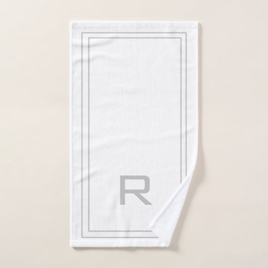 Modern Monogrammed Gray & White Stripe Hotel Bad Handdoek (Handdoek)