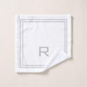 Modern Monogrammed Gray & White Stripe Hotel Bad Handdoek (Wasdoekje)