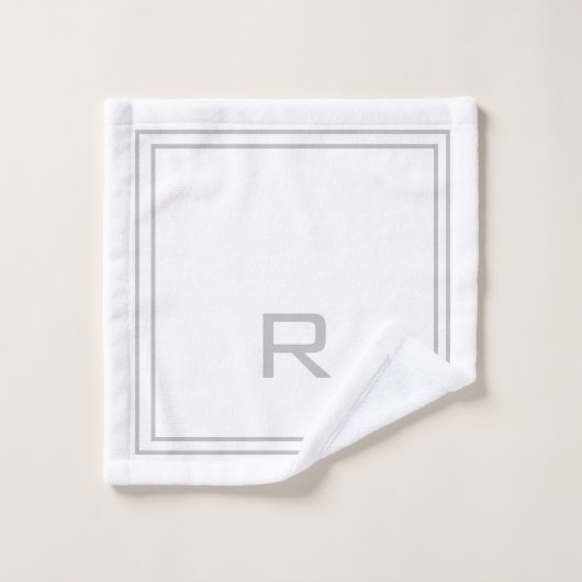Modern Monogrammed Gray & White Stripe Hotel Bad Handdoek (Wasdoekje)