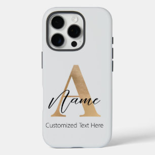 Modern Monogrammed Initiaal A & Naam Gepersonalise iPhone 16 Pro Hoesje