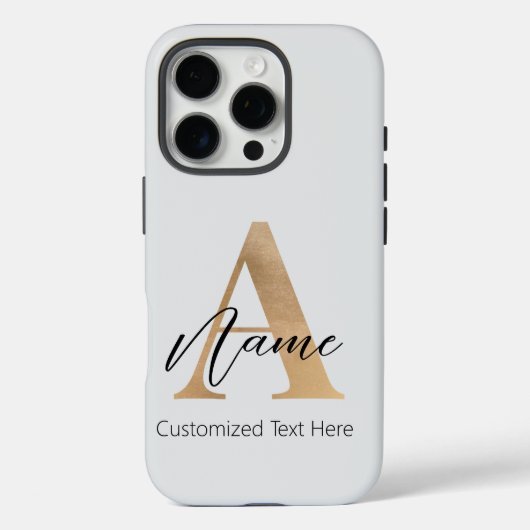 Modern Monogrammed Initiaal A & Naam Gepersonalise Case-Mate iPhone Case (Achterkant)