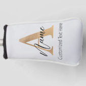 Modern Monogrammed Initiaal A & Naam Gepersonalise Golfheadcover (Voorkant)