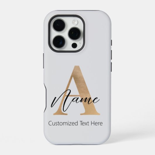 Modern Monogrammed Initiaal A & Naam Gepersonalise iPhone Hoesje (Achterkant)