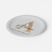 Modern Monogrammed Initiaal A & Naam Gepersonalise Papieren Bordje (Gekanteld)