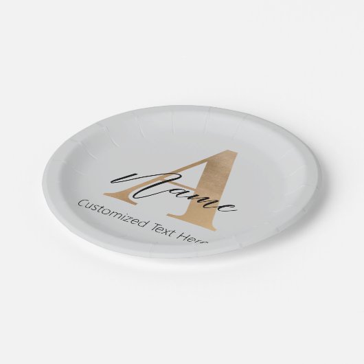 Modern Monogrammed Initiaal A & Naam Gepersonalise Papieren Bordje (Gekanteld)