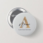Modern Monogrammed Initiaal A & Naam Gepersonalise Ronde Button 5,7 Cm (Voorkant /achterkant)