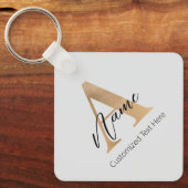 Modern Monogrammed Initiaal A & Naam Gepersonalise Sleutelhanger (Voorkant)