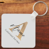 Modern Monogrammed Initiaal A & Naam Gepersonalise Sleutelhanger (Achterkant)