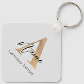Modern Monogrammed Initiaal A & Naam Gepersonalise Sleutelhanger (Achterkant)