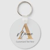 Modern Monogrammed Initiaal A & Naam Gepersonalise Sleutelhanger (Voorkant)
