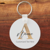 Modern Monogrammed Initiaal A & Naam Gepersonalise Sleutelhanger (Voorkant)