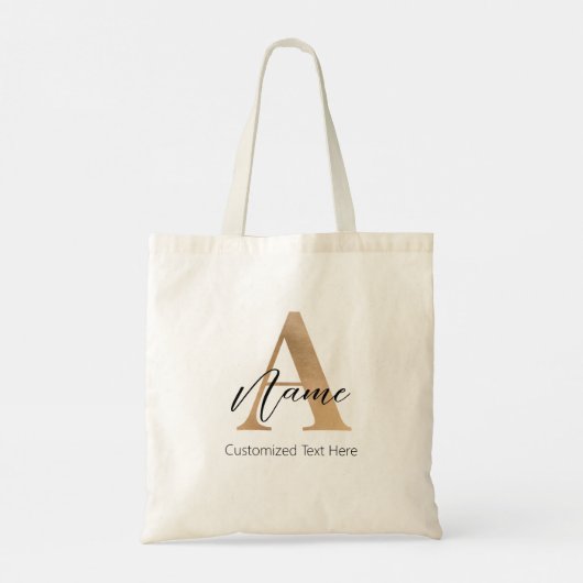 Modern Monogrammed Initiaal A & Naam Gepersonalise Tote Bag (Achterkant)