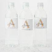 Modern Monogrammed Initiaal A & Naam Gepersonalise Waterfles Etiket (Flessen)