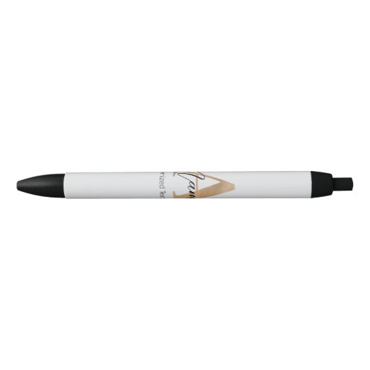 Modern Monogrammed Initiaal A & Naam Gepersonalise Zwarte Inkt Pen (Voorkant)