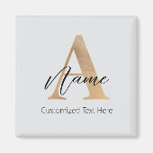 Modern Monogrammed Initiaal A & Naam Persoonlijk Magneet (Voorkant)