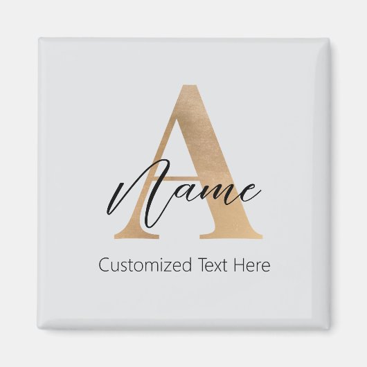Modern Monogrammed Initiaal A & Naam Persoonlijk Magneet (Voorkant)