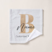 Modern Monogrammed Initiaal B & Naam Gepersonalise Bad Handdoek (Wasdoekje)