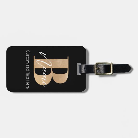 Modern Monogrammed Initiaal B & Naam Gepersonalise Bagagelabel (Voorkant horizontaal)