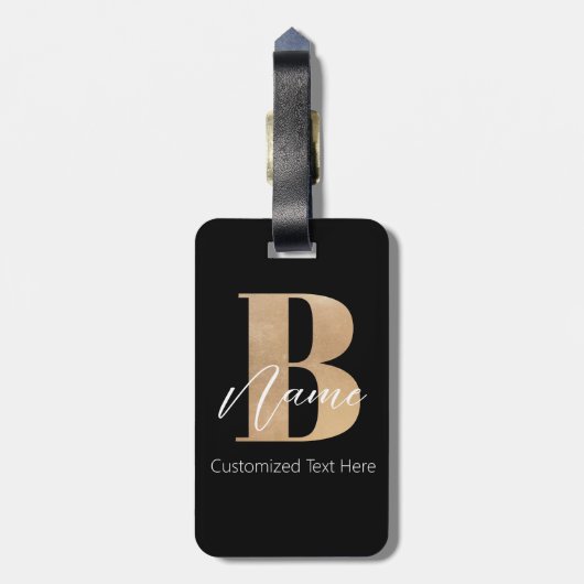 Modern Monogrammed Initiaal B & Naam Gepersonalise Bagagelabel (Achterkant verticaal)