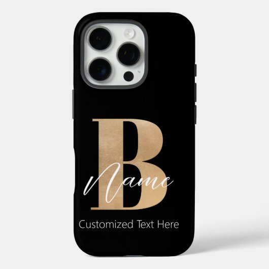 Modern Monogrammed Initiaal B & Naam Gepersonalise Case-Mate iPhone Case (Achterkant)