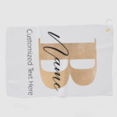 Modern Monogrammed Initiaal B & Naam Gepersonalise Golfhanddoek (Horizontaal)