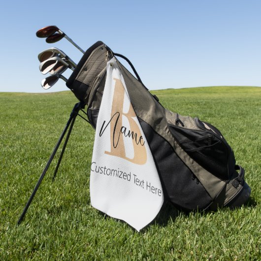 Modern Monogrammed Initiaal B & Naam Gepersonalise Golfhanddoek (Groen)