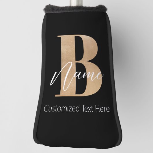 Modern Monogrammed Initiaal B & Naam Gepersonalise Golfheadcover (Draai 90)