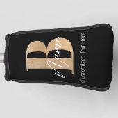 Modern Monogrammed Initiaal B & Naam Gepersonalise Golfheadcover (Voorkant)