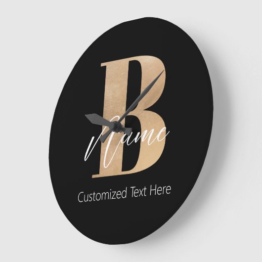 Modern Monogrammed Initiaal B & Naam Gepersonalise Grote Klok (Hoek)