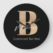 Modern Monogrammed Initiaal B & Naam Gepersonalise Grote Klok (Voorkant)