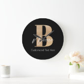 Modern Monogrammed Initiaal B & Naam Gepersonalise Grote Klok (Huis)