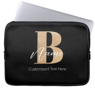 Modern Monogrammed Initiaal B & Naam Gepersonalise Laptop Sleeve