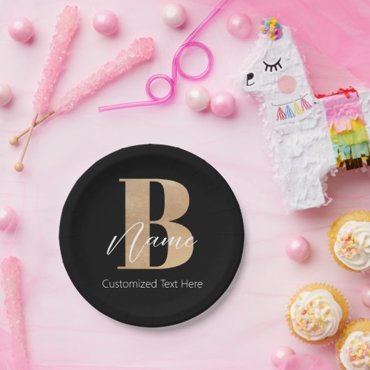 Modern Monogrammed Initiaal B & Naam Gepersonalise Papieren Bordje (Feest)