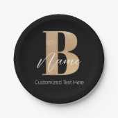 Modern Monogrammed Initiaal B & Naam Gepersonalise Papieren Bordje (Voorkant)