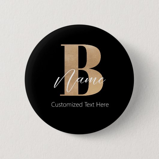 Modern Monogrammed Initiaal B & Naam Gepersonalise Ronde Button 5,7 Cm (Voorkant)