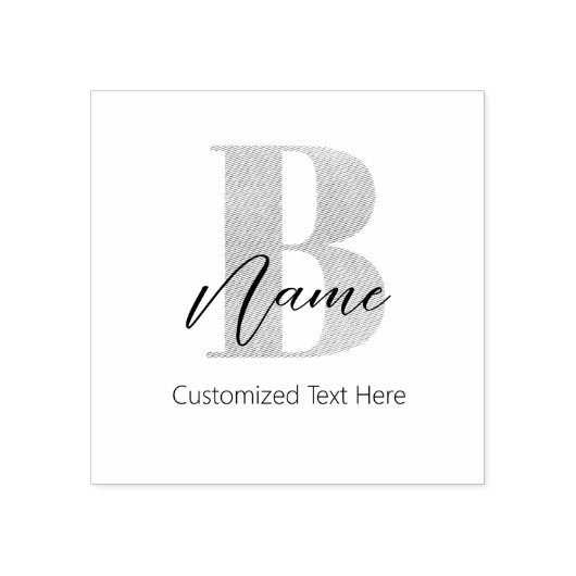 Modern Monogrammed Initiaal B & Naam Gepersonalise Rubberstempel (Afrduk)