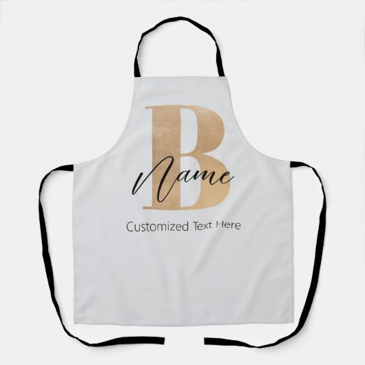 Modern Monogrammed Initiaal B & Naam Gepersonalise Schort (Voorkant)