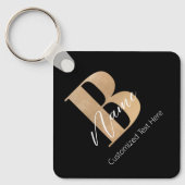 Modern Monogrammed Initiaal B & Naam Gepersonalise Sleutelhanger (Voorkant)